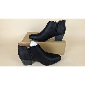 Journee Collection Tessa Ankle Booties Womens 8.5 M Black Faux Leather Shoes NWB